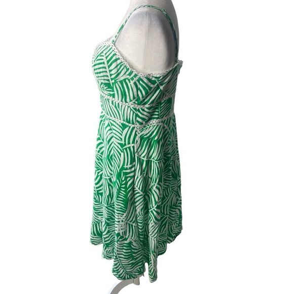 ELIZA J Tropical Linen Dress, Fit and Flare,  Midi length, green, size 12 - Picture 8 of 16